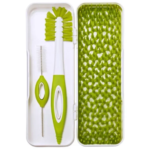 Cleaning & Sterilising*Boon Trip Travel Drying Rack & Bottle Brushes Green