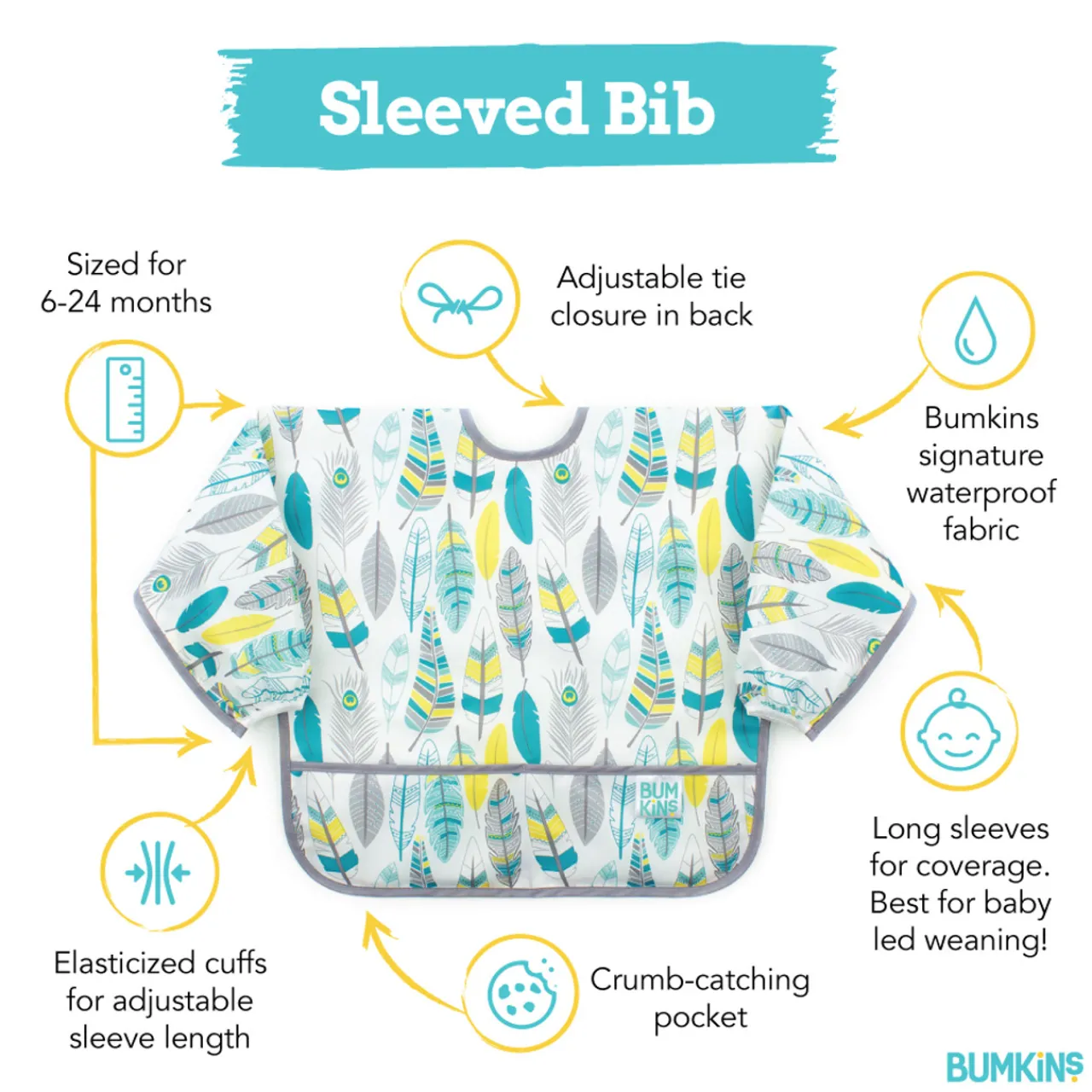 Bibs & Burp Cloths|Starting Solids*Bumkins Waterproof Sleeved Bib