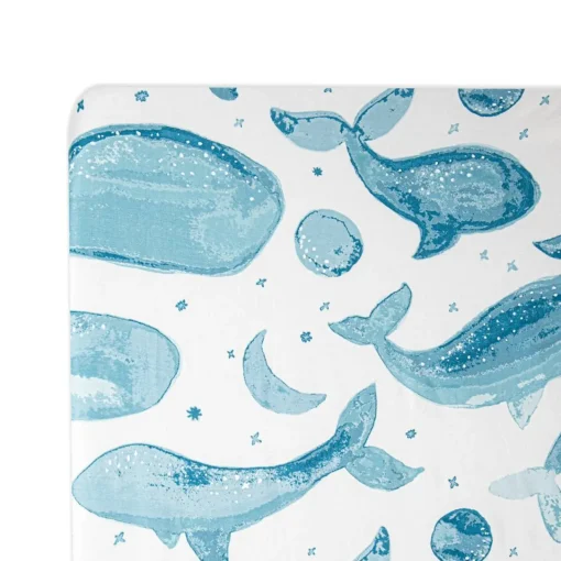 Cot Sheets*Crane Baby Cot Fitted Sheet - Caspian Collection - 132 x 71cm Caspian Whale