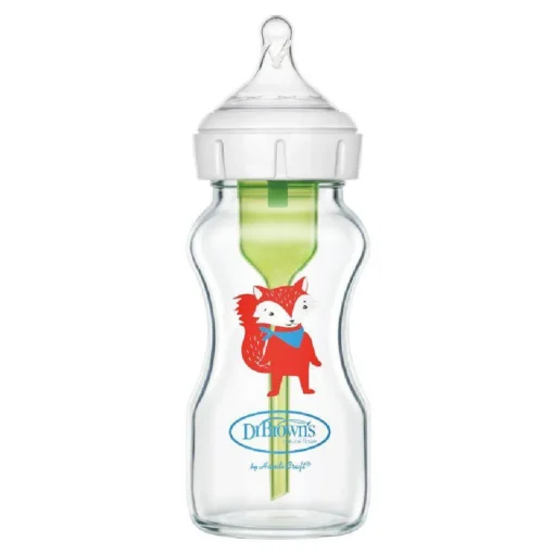 Bottles & Teats*Dr Browns Natural Flow Anti-Colic Options+ Glass Wide Neck Bottle