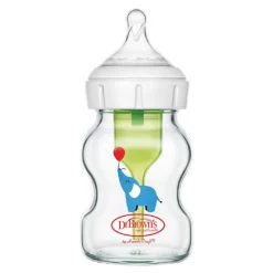 Bottles & Teats*Dr Browns Natural Flow Anti-Colic Options+ Glass Wide Neck Bottle