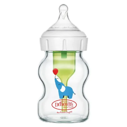 Bottles & Teats*Dr Browns Natural Flow Anti-Colic Options+ Glass Wide Neck Bottle