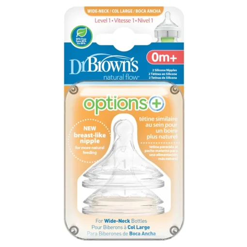Bottles & Teats*Dr Browns Options+ Wide Neck Silicone Teats 2 pack
