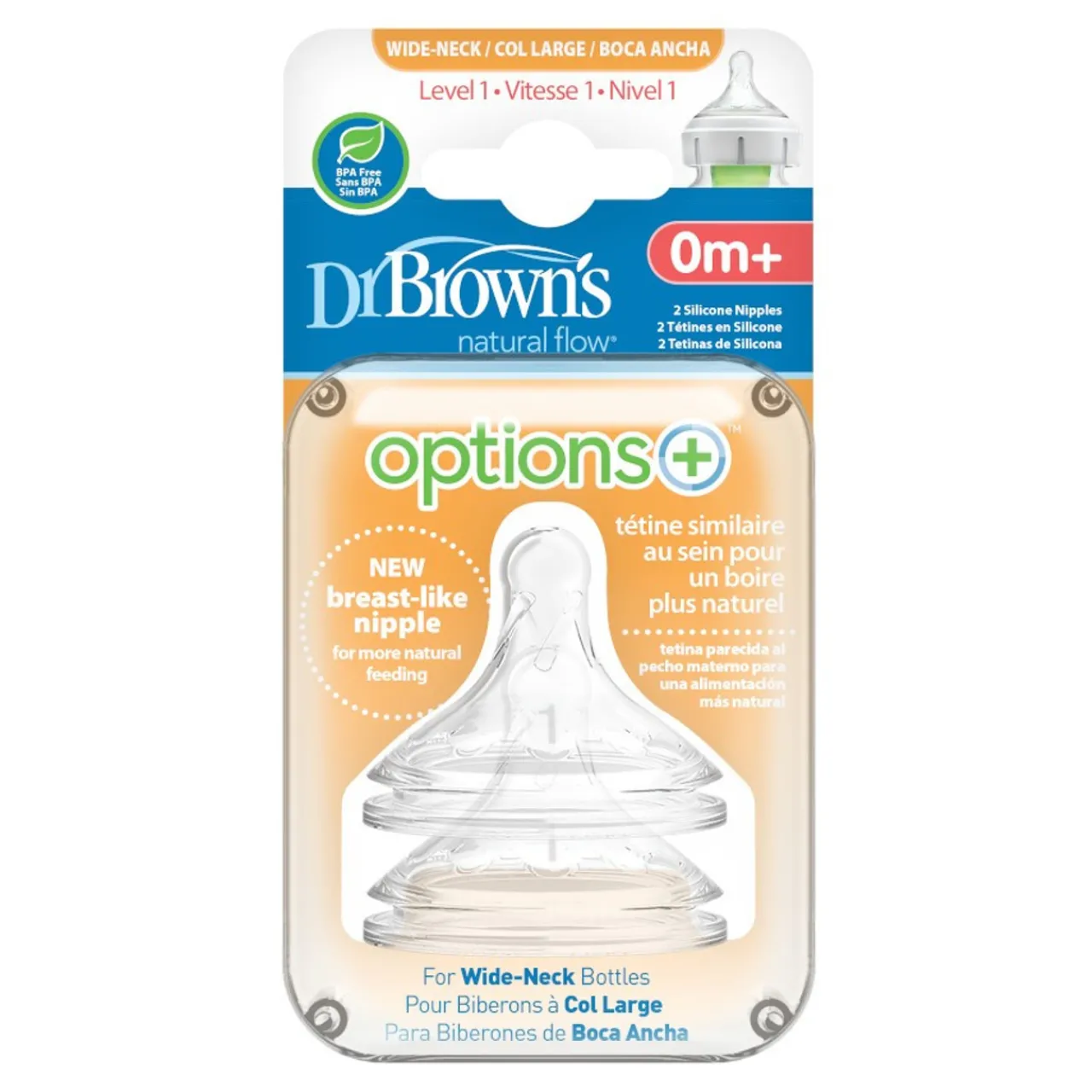 Bottles & Teats*Dr Browns Options+ Wide Neck Silicone Teats 2 pack
