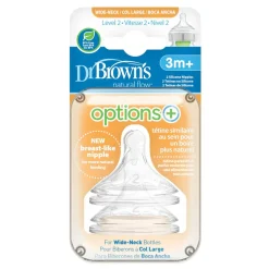 Bottles & Teats*Dr Browns Options+ Wide Neck Silicone Teats 2 pack
