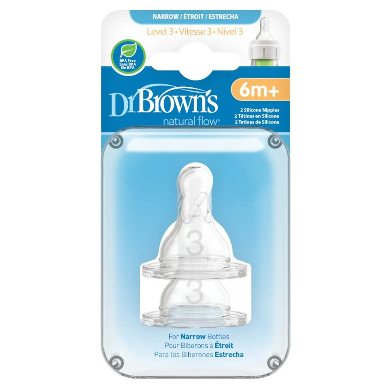 Bottles & Teats*Dr Browns Standard (Narrow) Silicone Teats 2 pack