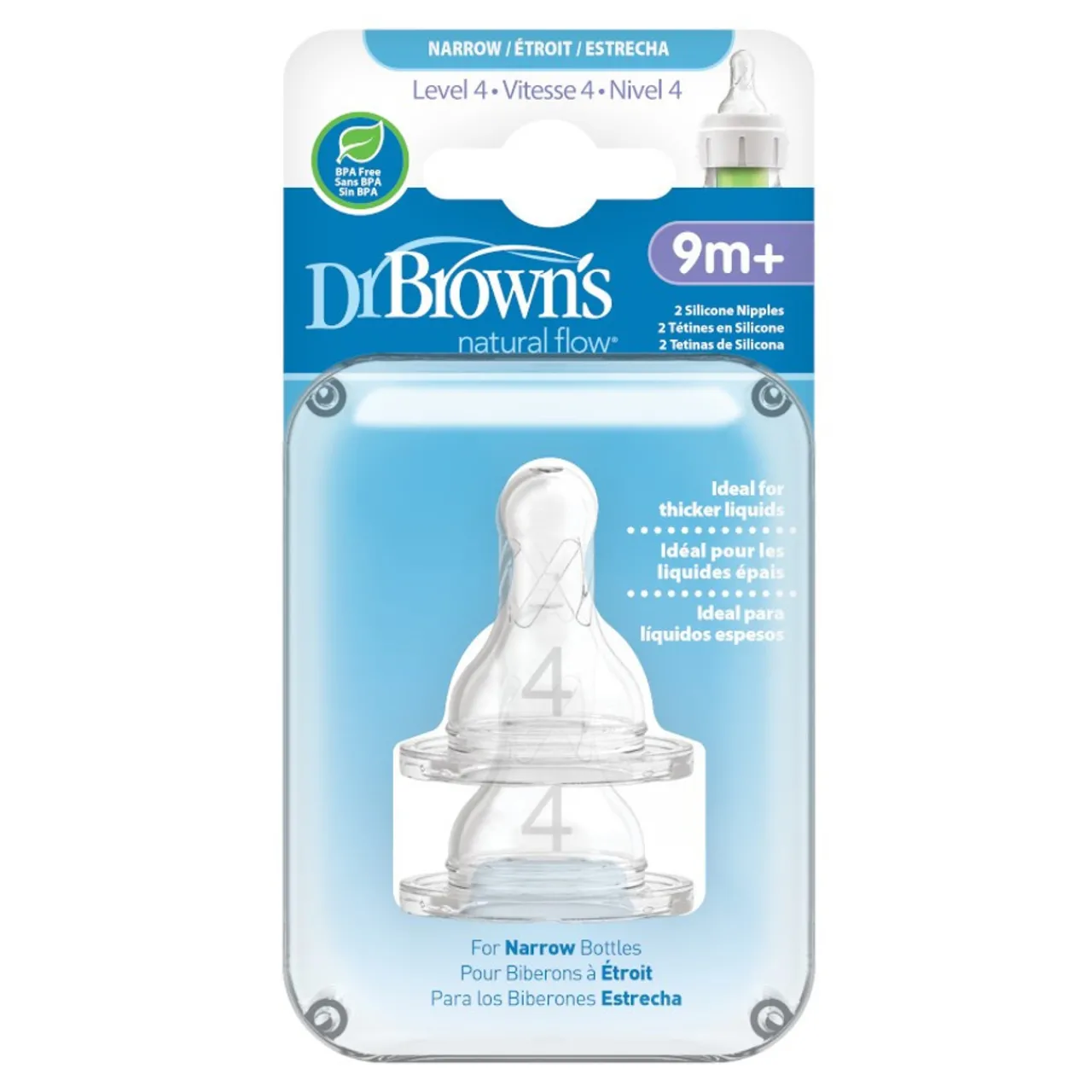 Bottles & Teats*Dr Browns Standard (Narrow) Silicone Teats 2 pack