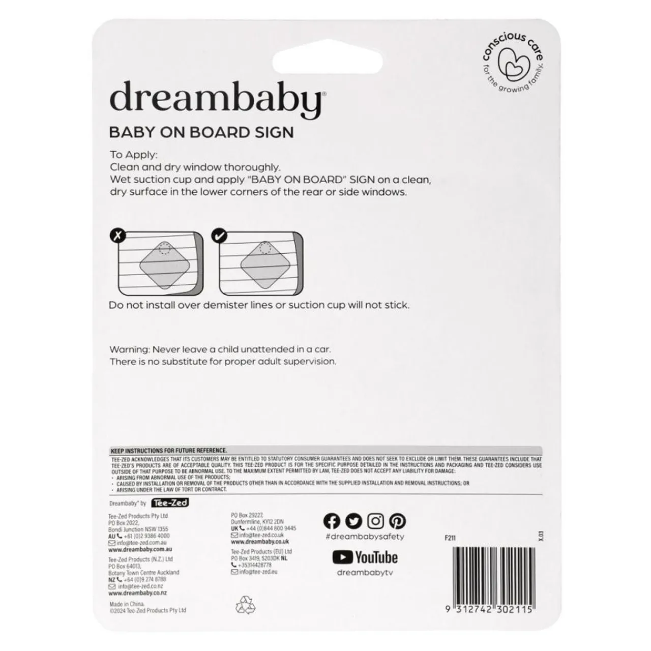 Safe Sleep*Dream Baby Dreambaby Baby On Board Sign - Yellow