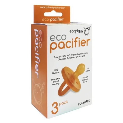 Dummies & Accessories*Ecopiggy ecoPacifier Dummy - Rounded - 3 pack - Clearance Natural