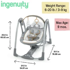 Bouncers & Baby Swings*Ingenuity Boutique Collection Swing n Go Portable Swing Bella Teddy