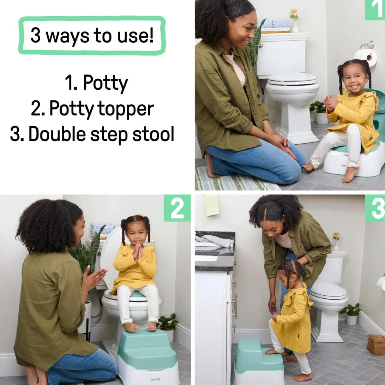 Toilet Training & Bedwetting*Ingenuity Prepare to Potty 3-in-1 Potty & Step Stool System Teal