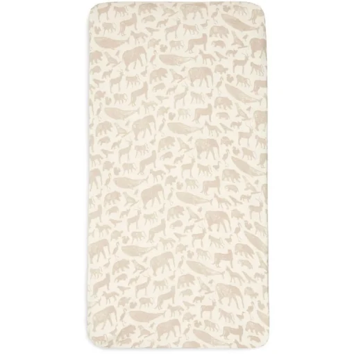 Bassinet & Co-Sleeper Bedding*Jollein Fitted Jersey Bassinet Sheet - 40 x 80cm Animals Nougat