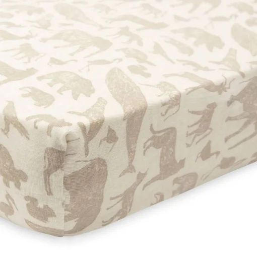 Bassinet & Co-Sleeper Bedding*Jollein Fitted Jersey Bassinet Sheet - 40 x 80cm Animals Nougat