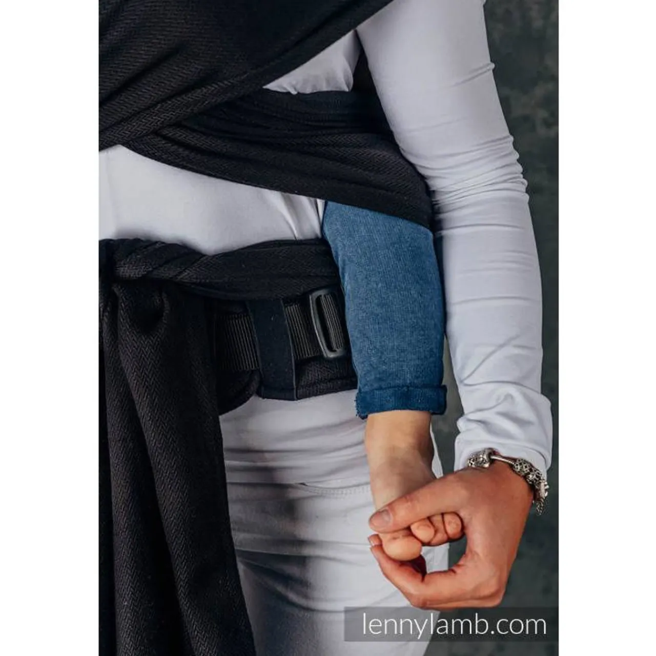 Half Buckle Carriers|Buckle Carriers*Lenny Lamb LennyHybrid Half Buckle - Herringbone Basic - Preschool Size Little Herringbone Black Ebony