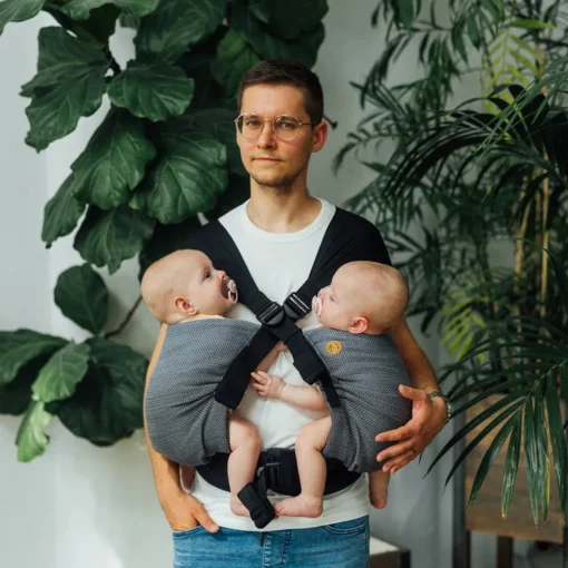 Twin Carriers|Buckle Carriers*Lenny Lamb LennyTwin Carrier - Herringbone Ombre Grey