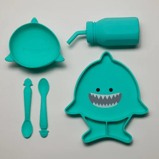 Bowls, Plates & Cutlery*Melii Silicone 5 Piece Feeding Gift Set - Shark