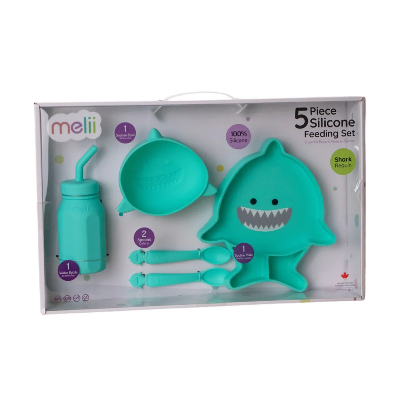 Bowls, Plates & Cutlery*Melii Silicone 5 Piece Feeding Gift Set - Shark