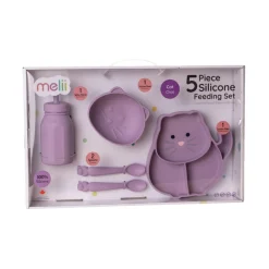 Bowls, Plates & Cutlery*Melii Silicone 5 Piece Feeding Gift Set - Cat