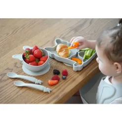 Bowls, Plates & Cutlery*Melii Silicone 5 Piece Feeding Gift Set - Bulldog