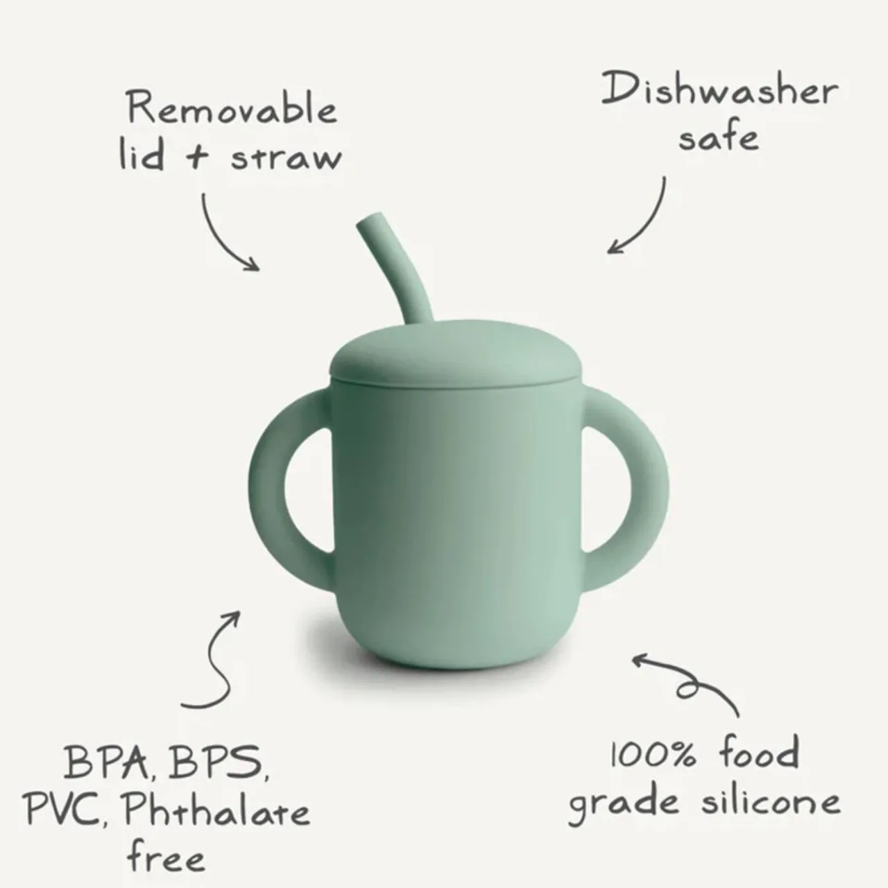 Sippy & Starter Cups*Mushie Silicone Training Cup & Straw
