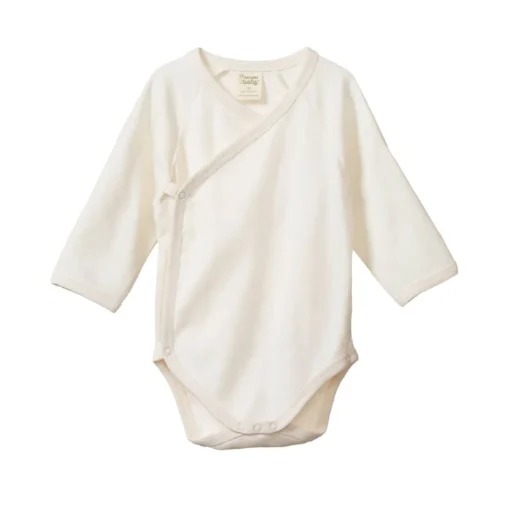 Bodysuits & Singlets*Nature Baby Long Sleeve Kimono Pointelle Bodysuit Natural