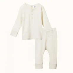 Sleepwear & Pjs*Nature Baby Long Sleeve Pointelle Pyjamas 2pc Natural
