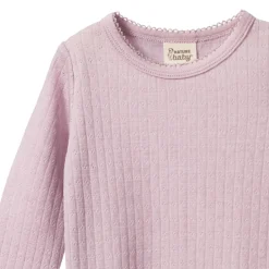 Tops & Pants|Merino Clothing & Sleepwear*Nature Baby Merino Pointelle Long Sleeve Cloud Tee Lilac