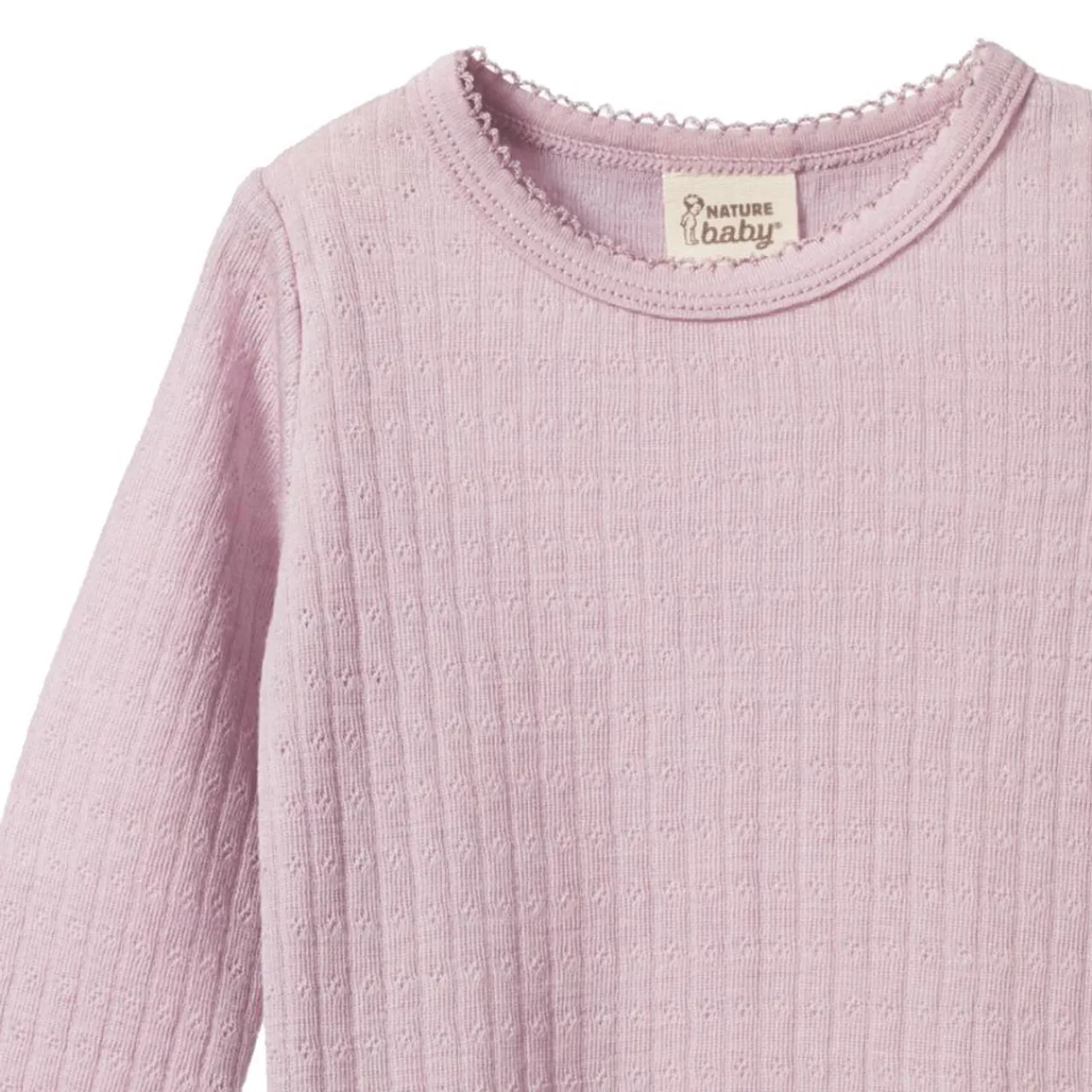 Tops & Pants|Merino Clothing & Sleepwear*Nature Baby Merino Pointelle Long Sleeve Cloud Tee Lilac