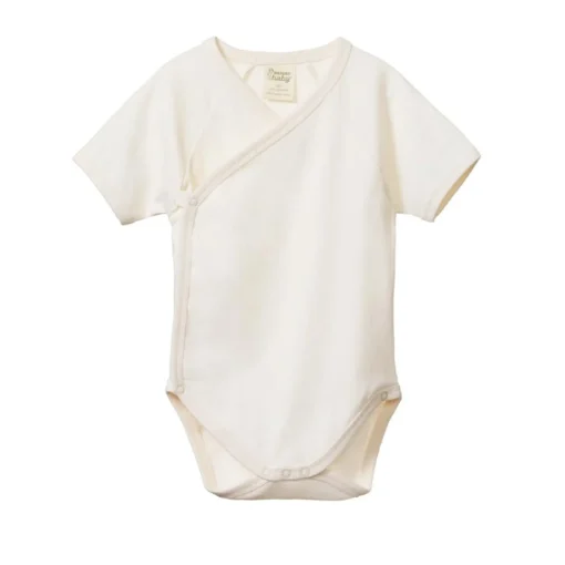 Bodysuits & Singlets*Nature Baby Short Sleeve Cotton Kimono Bodysuit Natural