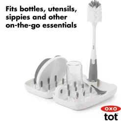 Cleaning & Sterilising*OXO Tot On the Go Drying Rack & Bottle Brush Grey