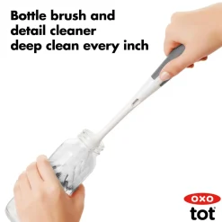 Cleaning & Sterilising*OXO Tot On the Go Drying Rack & Bottle Brush Grey