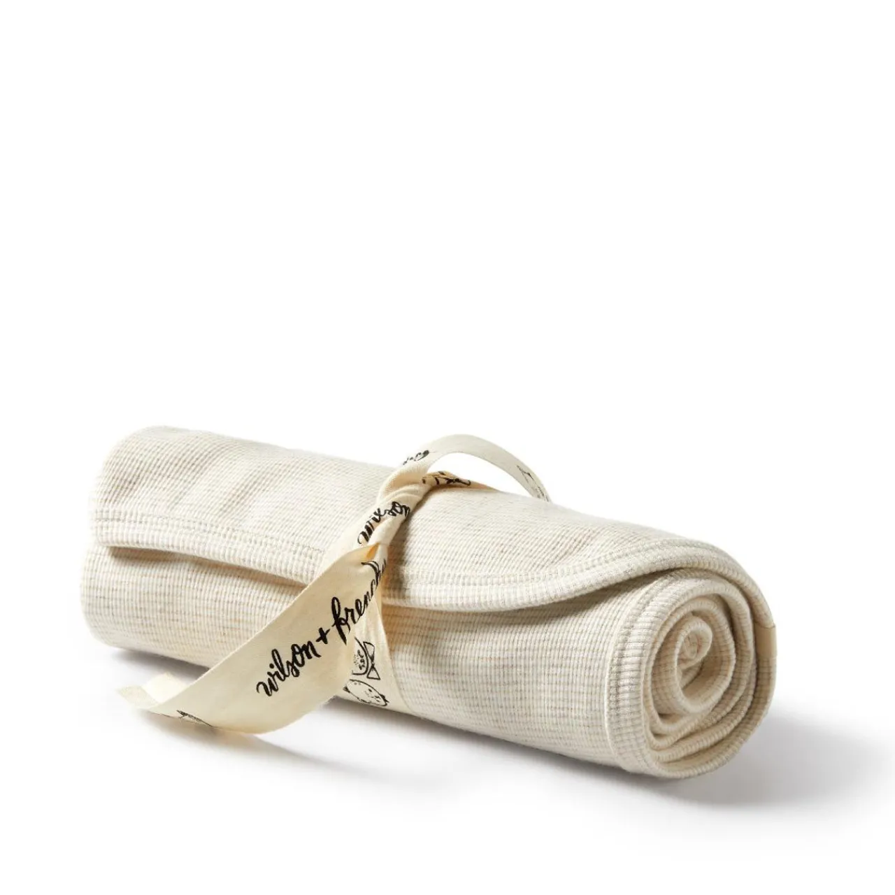 Stretch Swaddles/Wraps*Wilson + Frenchy Wilson & Frenchy Organic Stripe Rib Bunny Rug/Swaddle Blanket Oatmeal