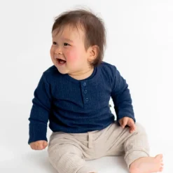 Merino Clothing & Sleepwear|Bodysuits & Singlets*Woolbabe Merino/Organic Cotton Long Sleeve Henley Bodysuit - Daydream Collection