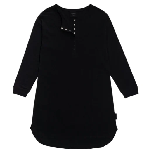 Grown Ups*Woolbabe Relax! Henley Long-Sleeve Nightie Solid Night